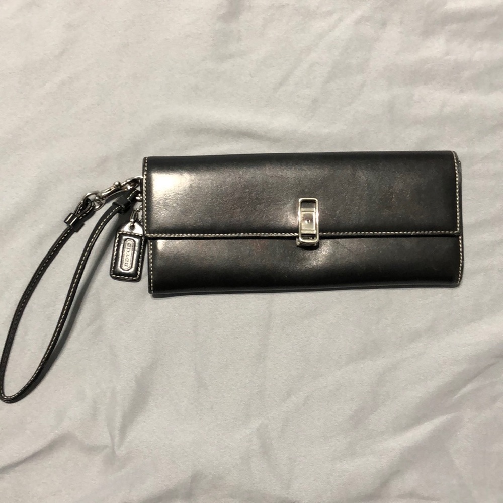 Coach Leather Wristlet Wallet Black